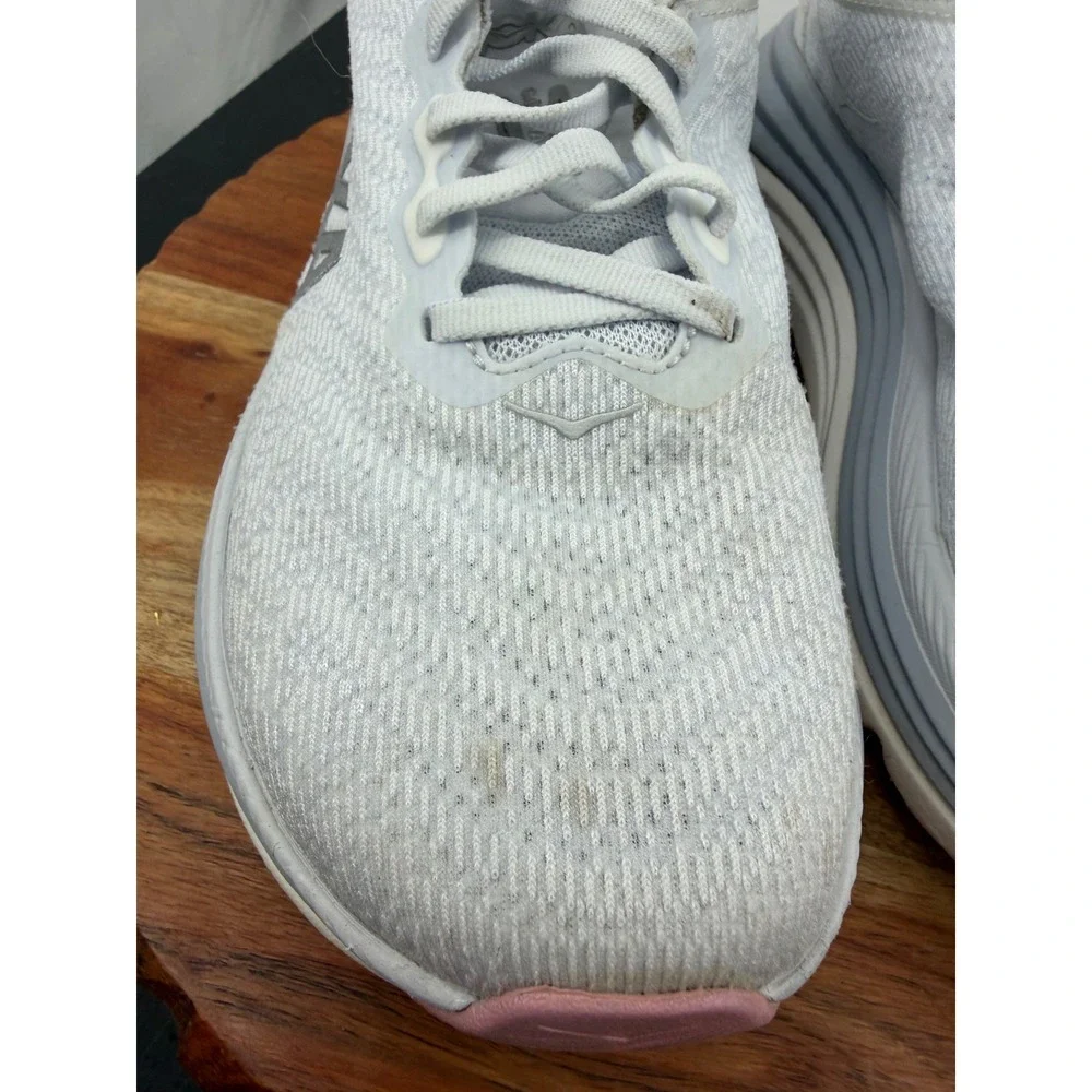Hoka One One Women's Light Gray & Pink Running Sneakers